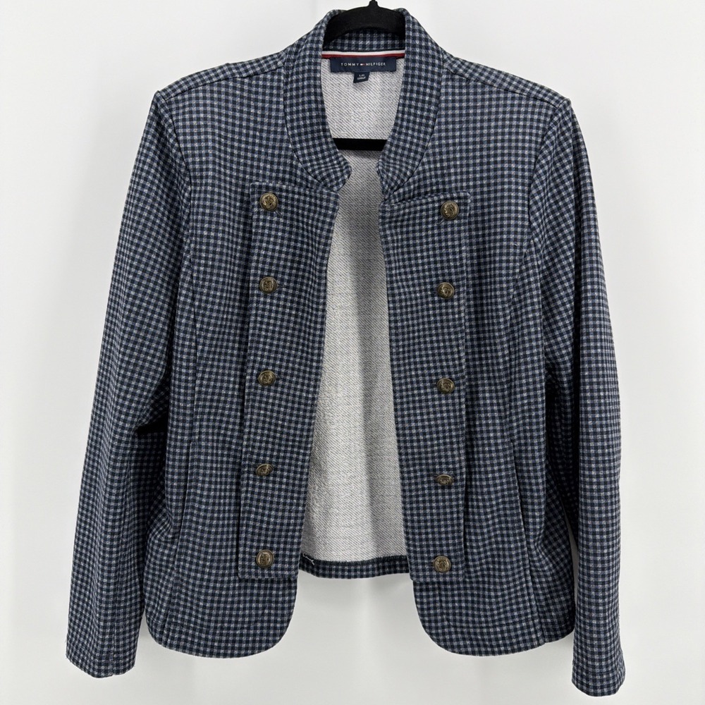 Tommy Hilfiger Women's Military Band Jacket Blazer Open Front, Stretch, Size Lg.